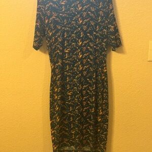 LuLaRoe Midi Dress in Elegant Black and Yellow